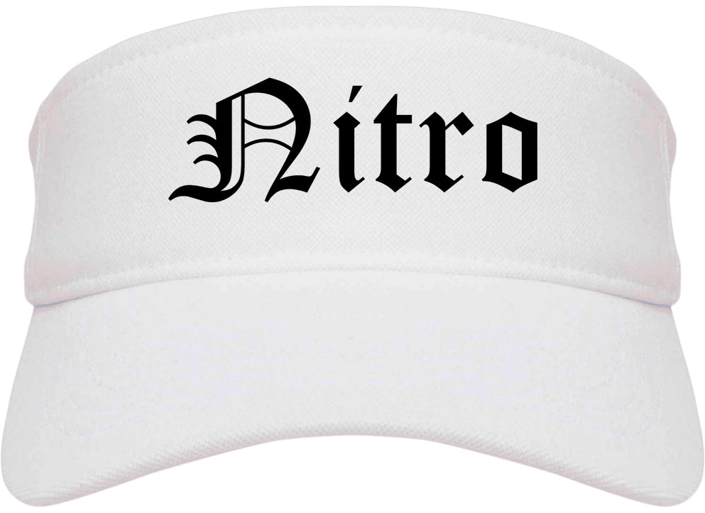 Nitro West Virginia WV Old English Mens Visor Cap Hat White