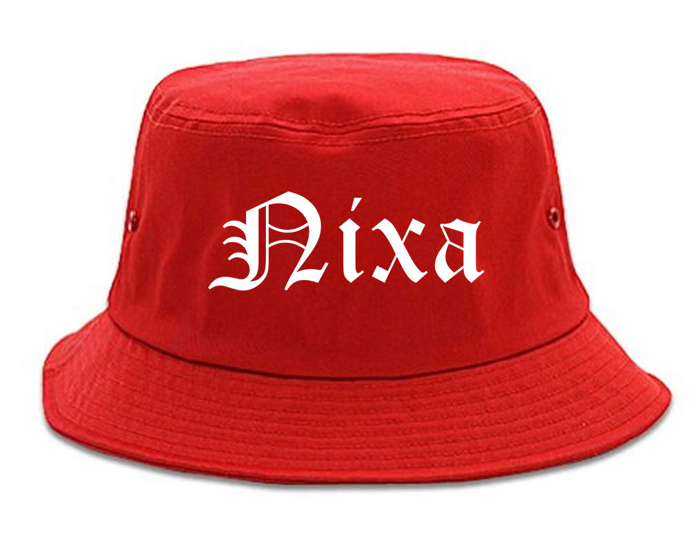 Nixa Missouri MO Old English Mens Bucket Hat Red