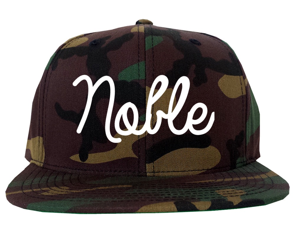 Noble Oklahoma OK Script Mens Snapback Hat Army Camo