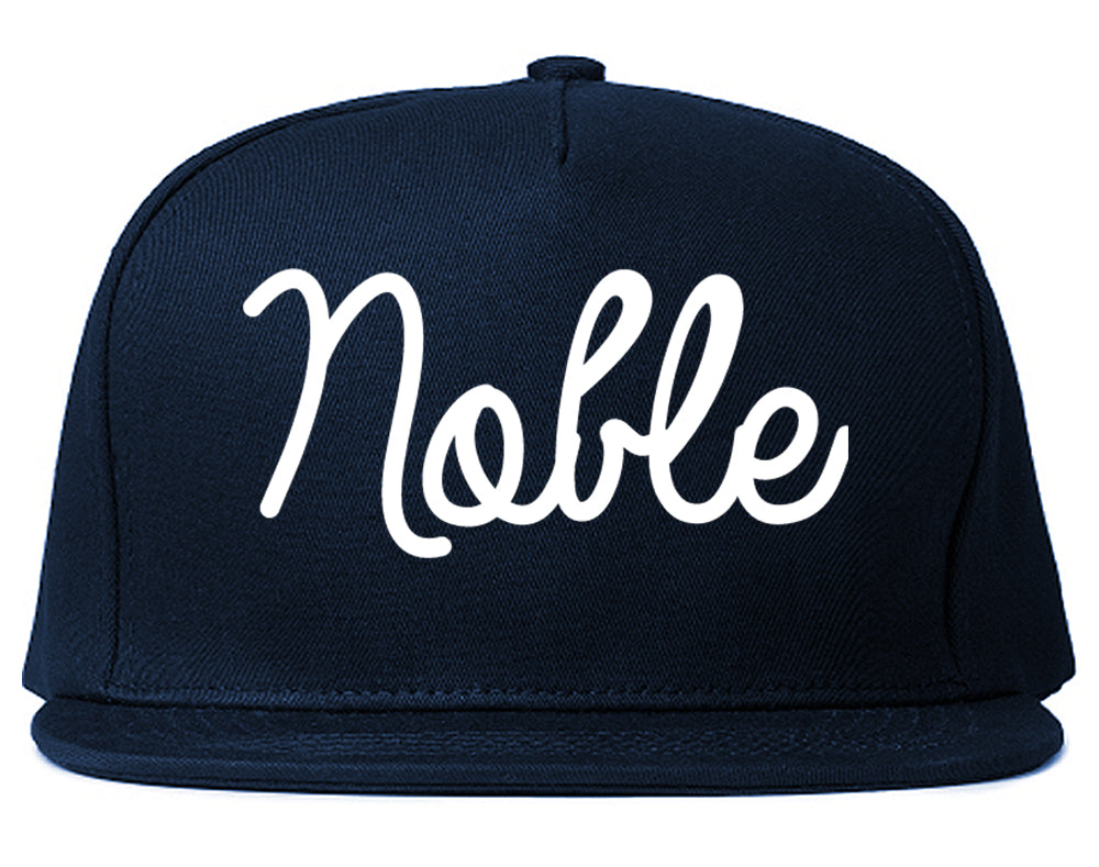 Noble Oklahoma OK Script Mens Snapback Hat Navy Blue