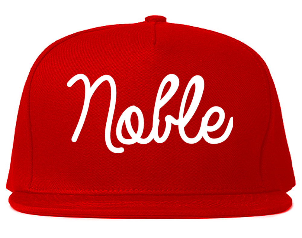 Noble Oklahoma OK Script Mens Snapback Hat Red