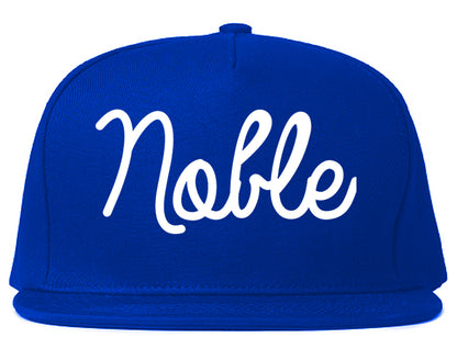 Noble Oklahoma OK Script Mens Snapback Hat Royal Blue