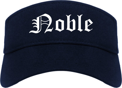 Noble Oklahoma OK Old English Mens Visor Cap Hat Navy Blue