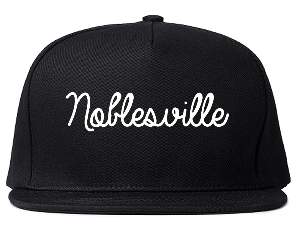Noblesville Indiana IN Script Mens Snapback Hat Black