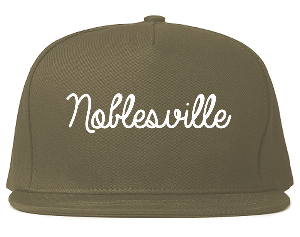 Noblesville Indiana IN Script Mens Snapback Hat Grey