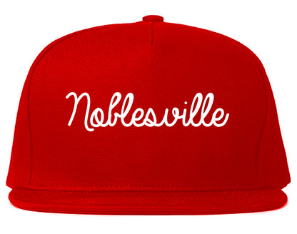 Noblesville Indiana IN Script Mens Snapback Hat Red