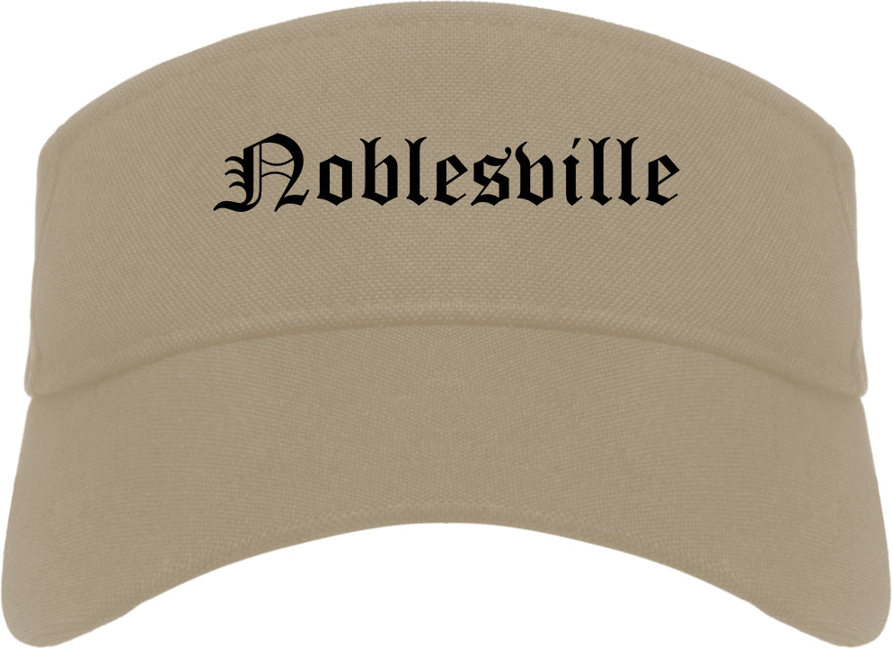 Noblesville Indiana IN Old English Mens Visor Cap Hat Khaki