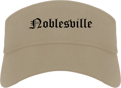 Noblesville Indiana IN Old English Mens Visor Cap Hat Khaki