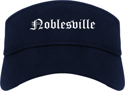 Noblesville Indiana IN Old English Mens Visor Cap Hat Navy Blue