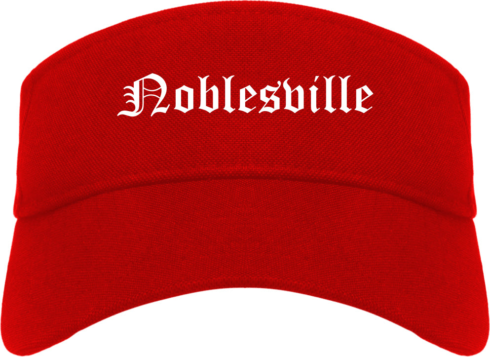 Noblesville Indiana IN Old English Mens Visor Cap Hat Red
