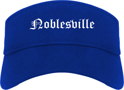 Noblesville Indiana IN Old English Mens Visor Cap Hat Royal Blue