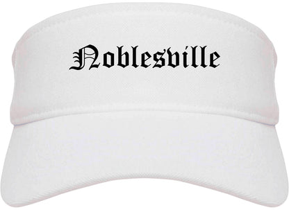 Noblesville Indiana IN Old English Mens Visor Cap Hat White