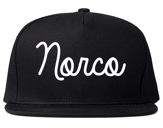 Norco California CA Script Mens Snapback Hat Black