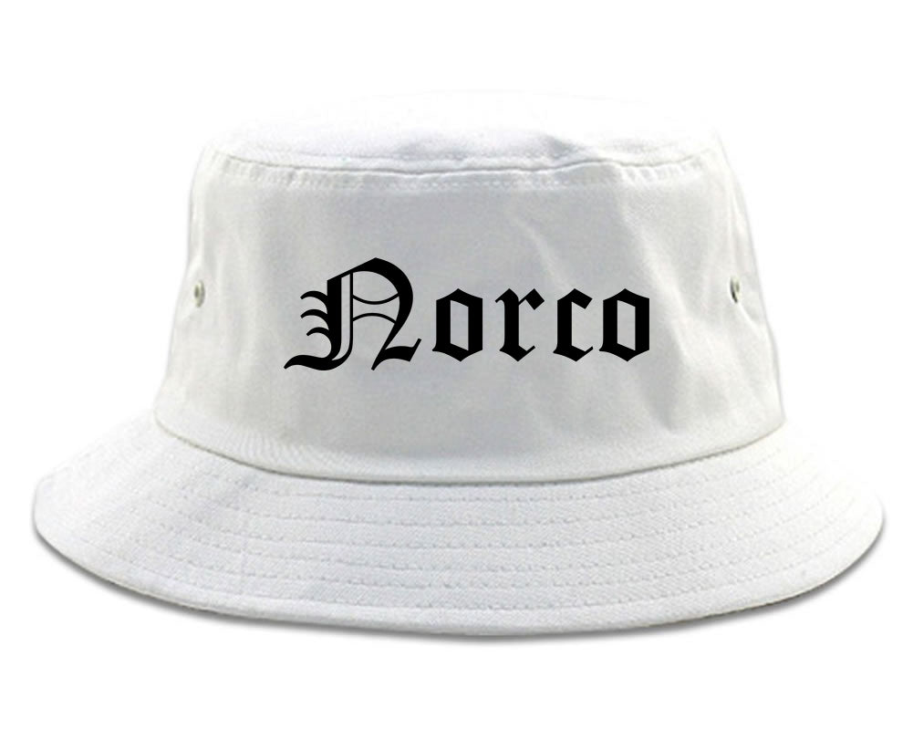 Norco California CA Old English Mens Bucket Hat White