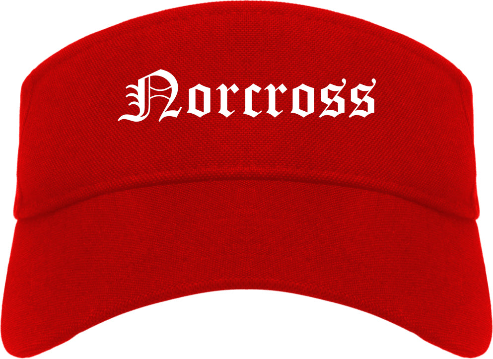Norcross Georgia GA Old English Mens Visor Cap Hat Red