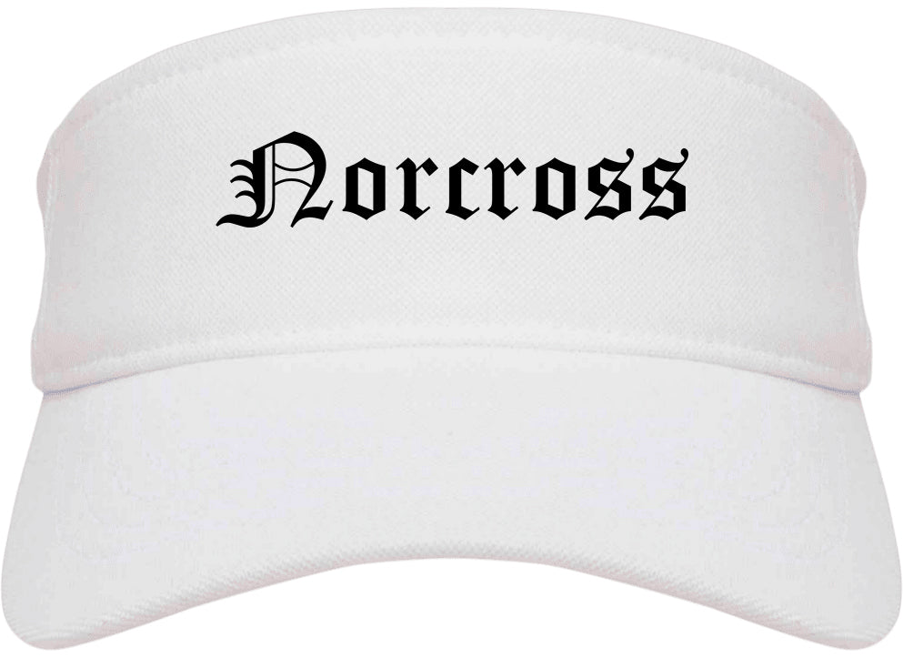 Norcross Georgia GA Old English Mens Visor Cap Hat White