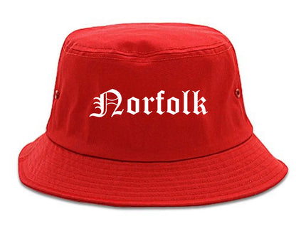 Norfolk Nebraska NE Old English Mens Bucket Hat Red