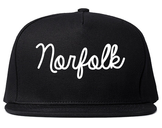 Norfolk Nebraska NE Script Mens Snapback Hat Black