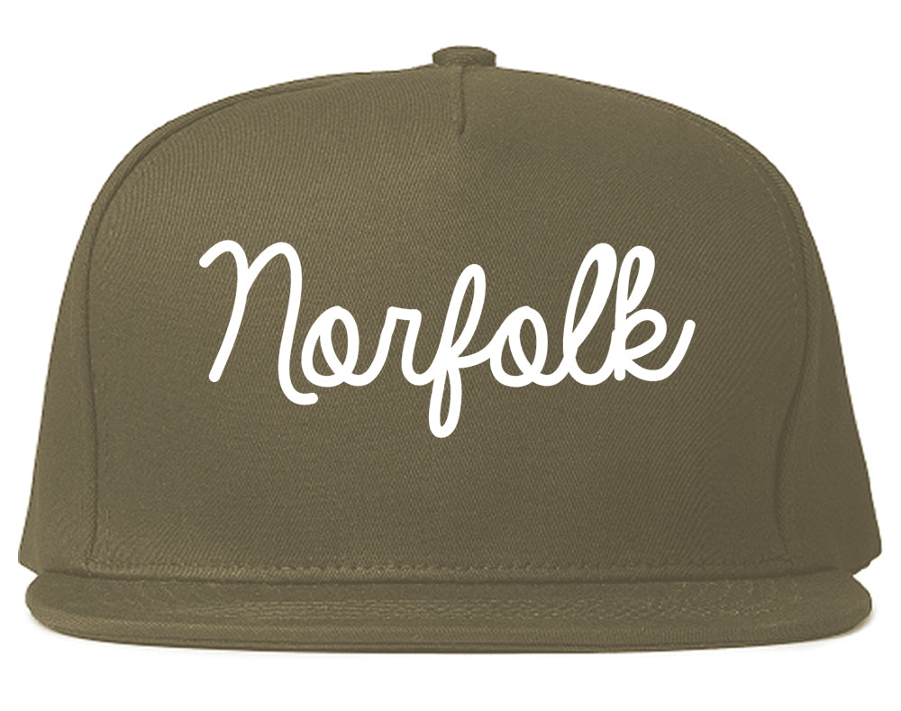 Norfolk Nebraska NE Script Mens Snapback Hat Grey