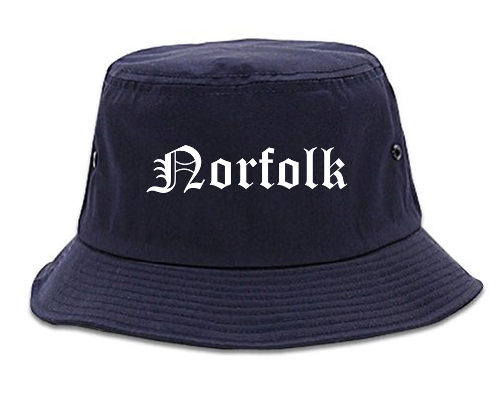 Norfolk Virginia VA Old English Mens Bucket Hat Navy Blue