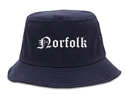 Norfolk Virginia VA Old English Mens Bucket Hat Navy Blue