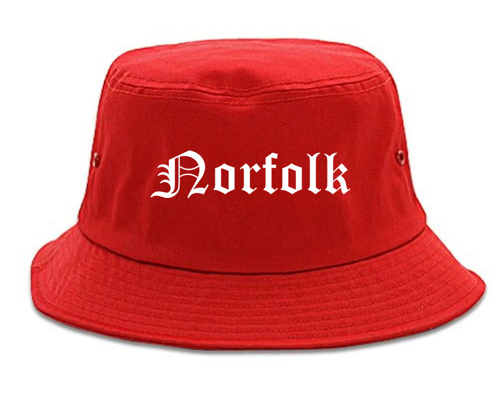 Norfolk Virginia VA Old English Mens Bucket Hat Red