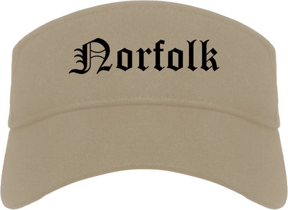 Norfolk Virginia VA Old English Mens Visor Cap Hat Khaki