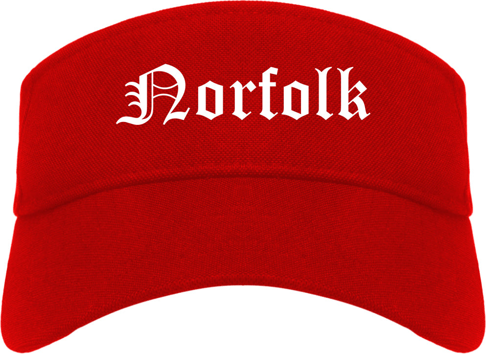 Norfolk Virginia VA Old English Mens Visor Cap Hat Red