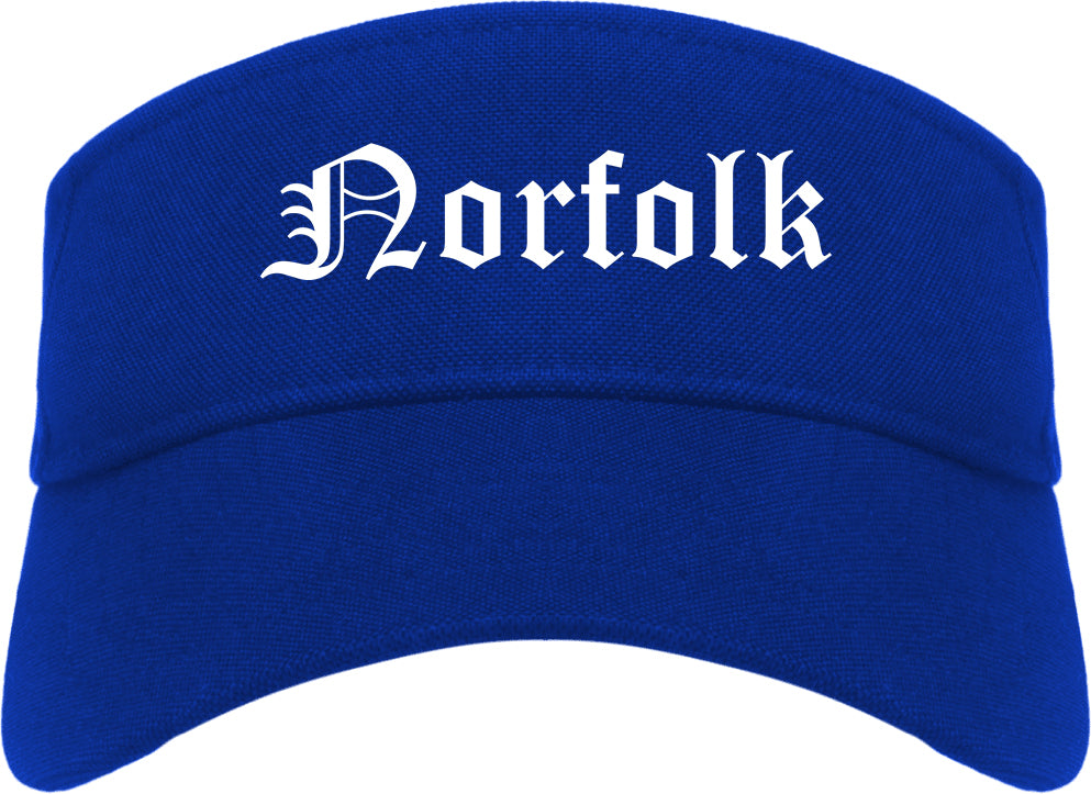 Norfolk Virginia VA Old English Mens Visor Cap Hat Royal Blue