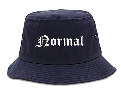Normal Illinois IL Old English Mens Bucket Hat Navy Blue