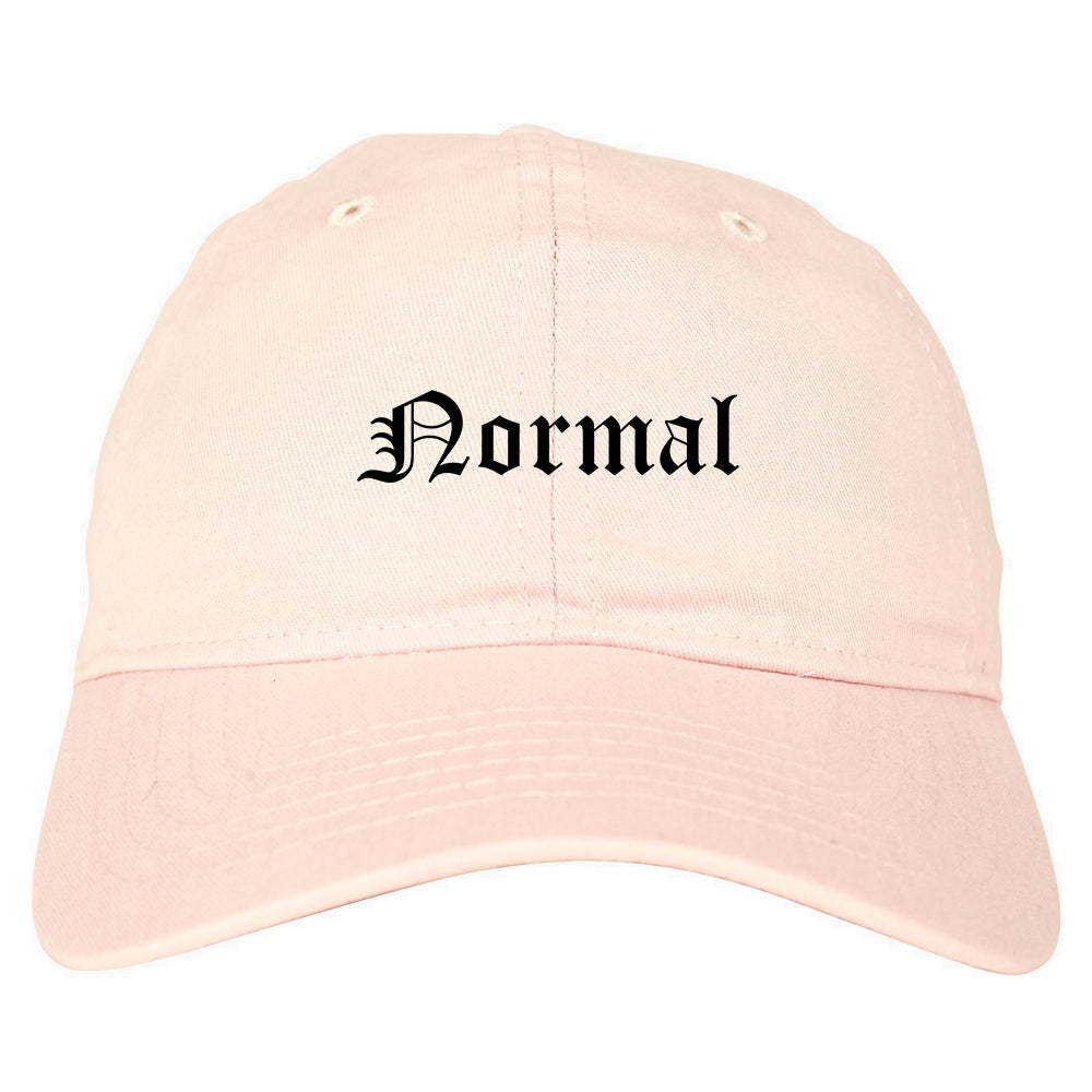 Normal Illinois IL Old English Mens Dad Hat Baseball Cap Pink