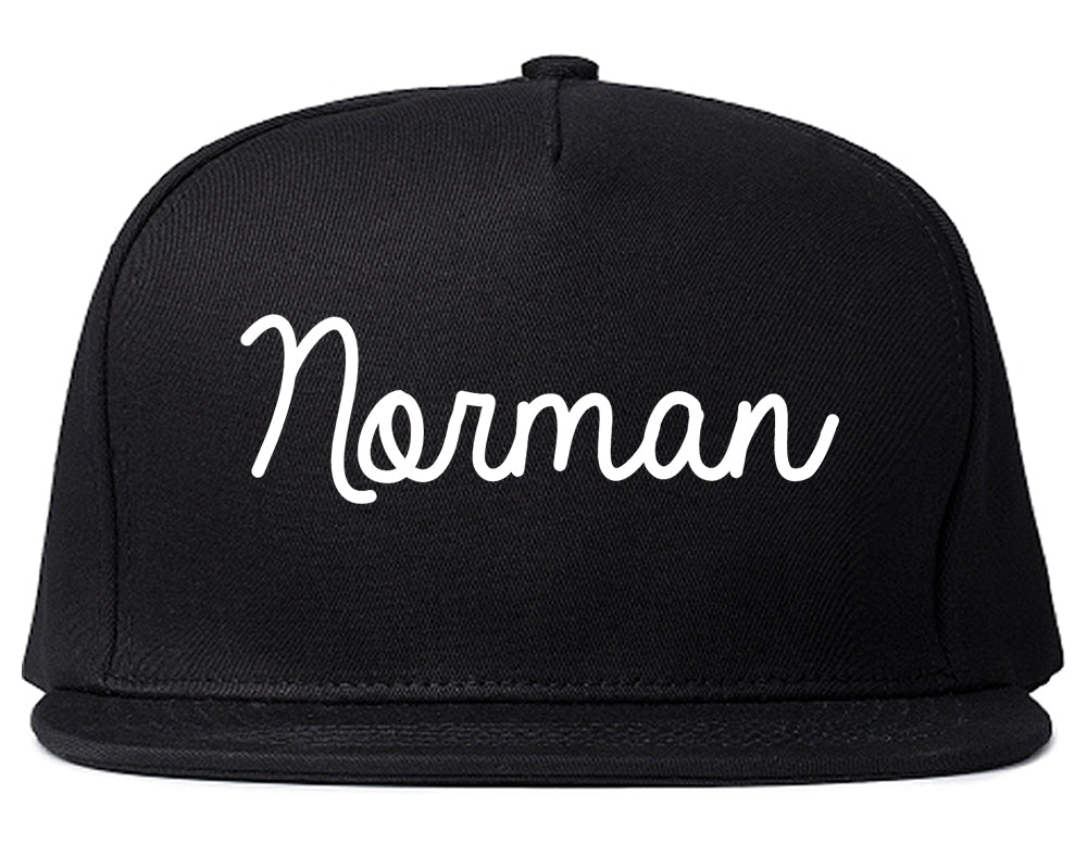 Norman Oklahoma OK Script Mens Snapback Hat Black