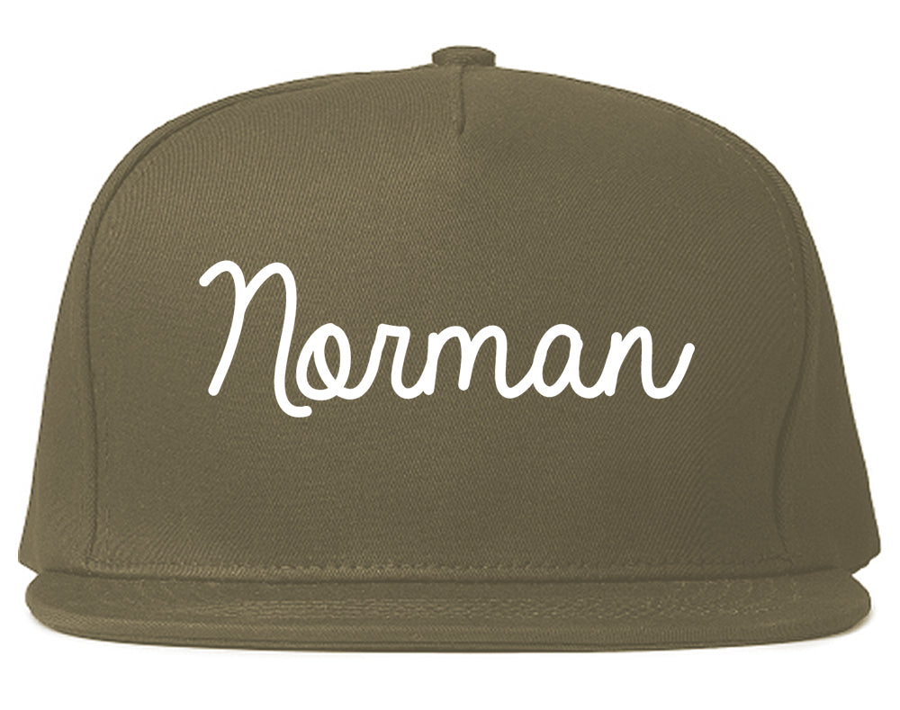 Norman Oklahoma OK Script Mens Snapback Hat Grey