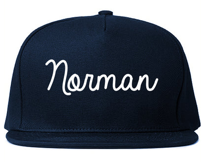 Norman Oklahoma OK Script Mens Snapback Hat Navy Blue