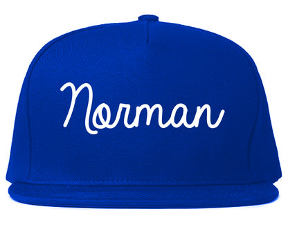Norman Oklahoma OK Script Mens Snapback Hat Royal Blue