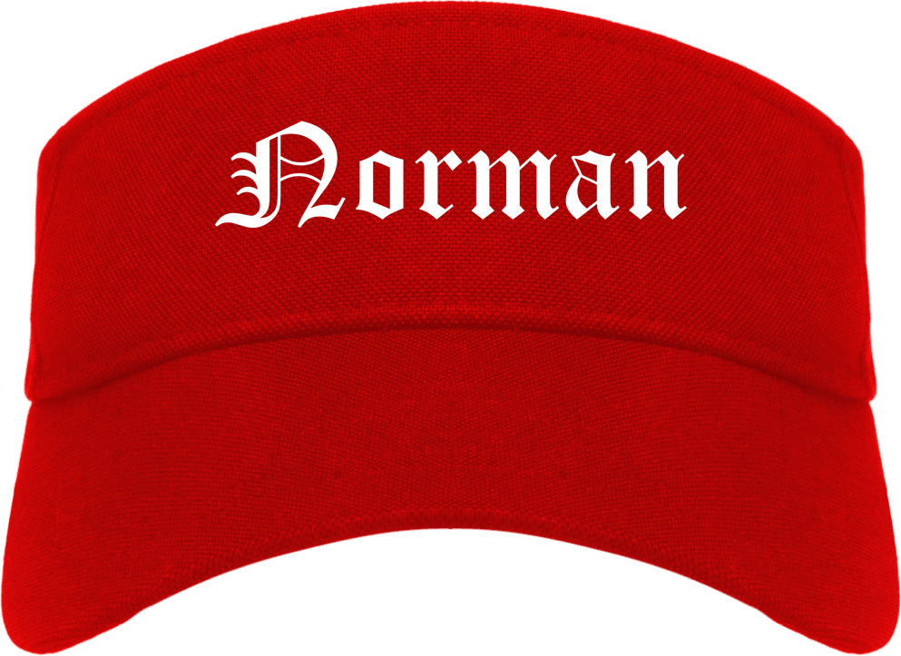 Norman Oklahoma OK Old English Mens Visor Cap Hat Red