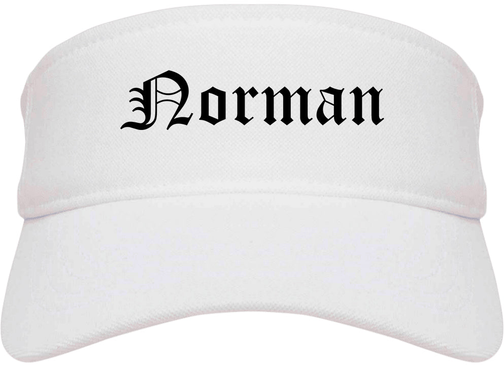 Norman Oklahoma OK Old English Mens Visor Cap Hat White