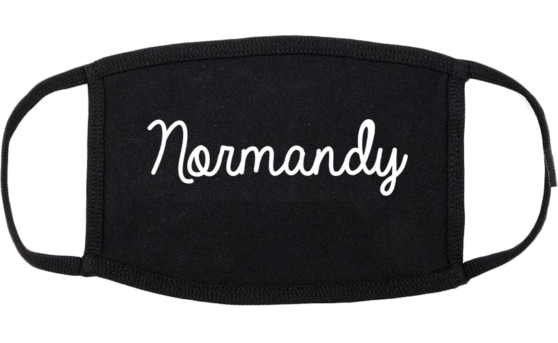 Normandy Missouri MO Script Cotton Face Mask Black