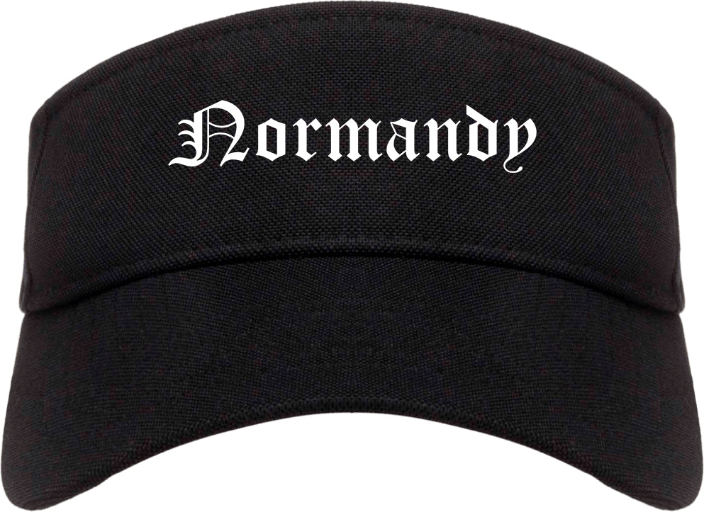 Normandy Missouri MO Old English Mens Visor Cap Hat Black