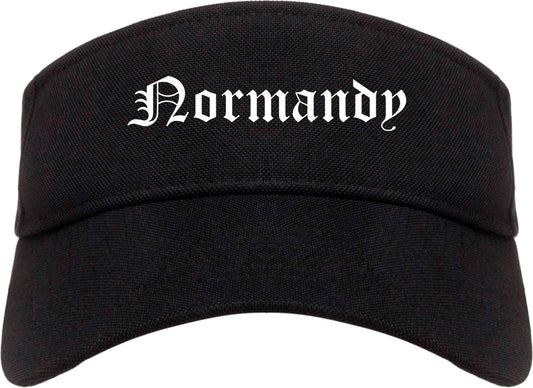 Normandy Missouri MO Old English Mens Visor Cap Hat Black