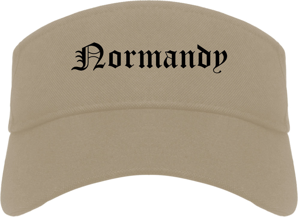 Normandy Missouri MO Old English Mens Visor Cap Hat Khaki