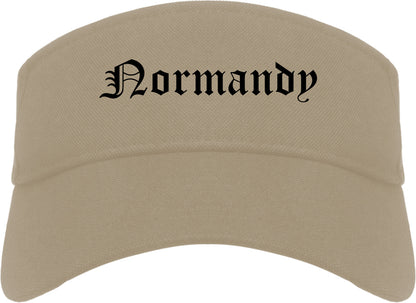 Normandy Missouri MO Old English Mens Visor Cap Hat Khaki