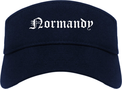 Normandy Missouri MO Old English Mens Visor Cap Hat Navy Blue