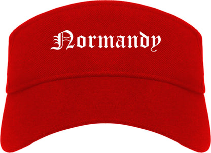 Normandy Missouri MO Old English Mens Visor Cap Hat Red