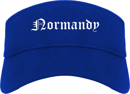 Normandy Missouri MO Old English Mens Visor Cap Hat Royal Blue