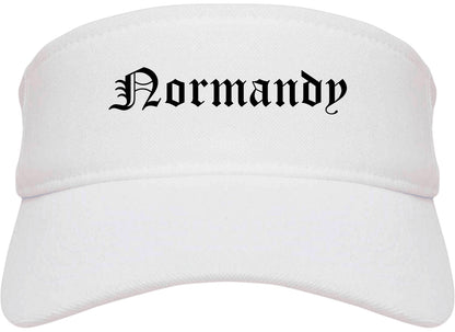 Normandy Missouri MO Old English Mens Visor Cap Hat White