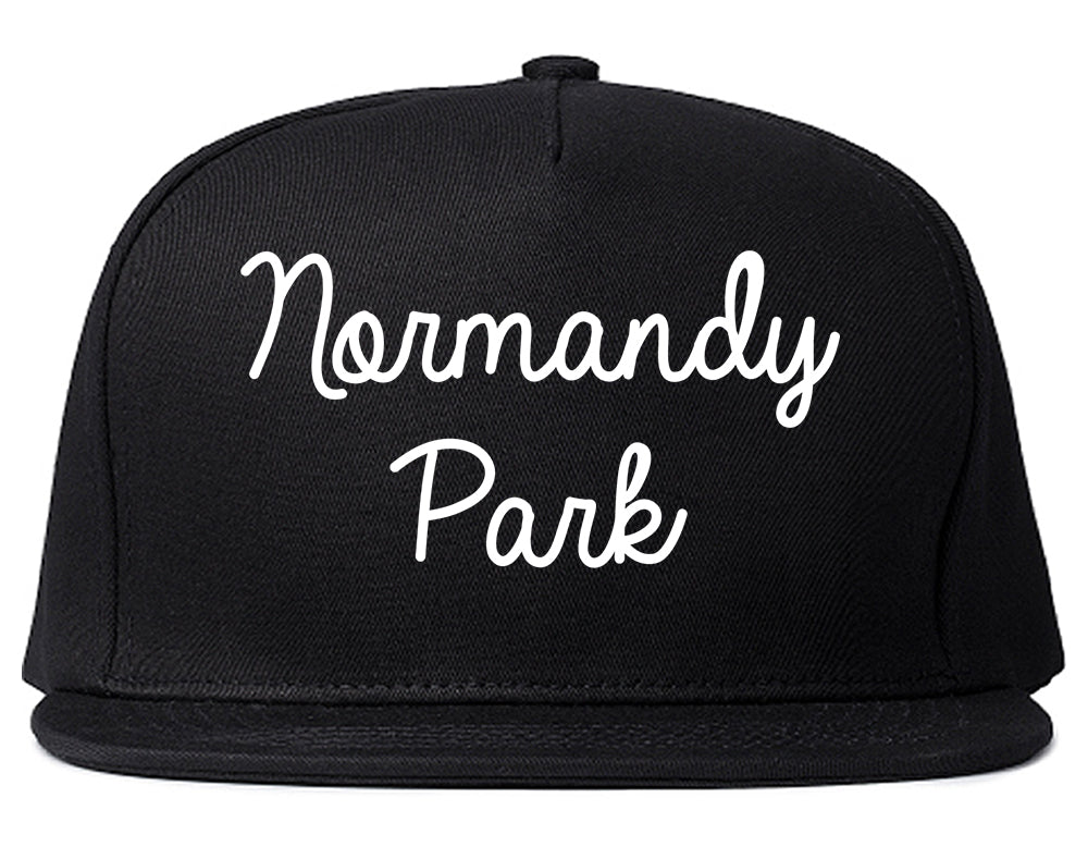 Normandy Park Washington WA Script Mens Snapback Hat Black