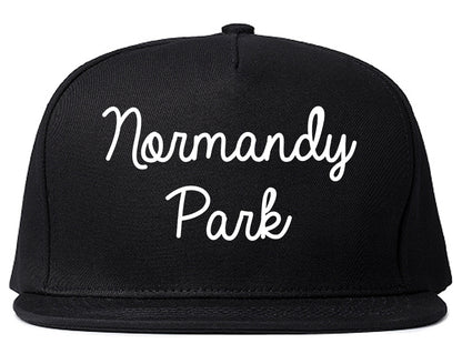 Normandy Park Washington WA Script Mens Snapback Hat Black
