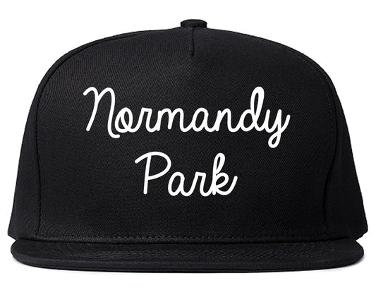 Normandy Park Washington WA Script Mens Snapback Hat Black