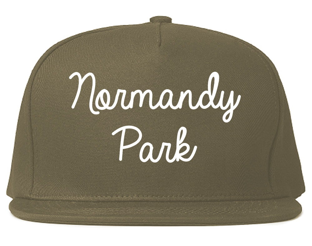 Normandy Park Washington WA Script Mens Snapback Hat Grey